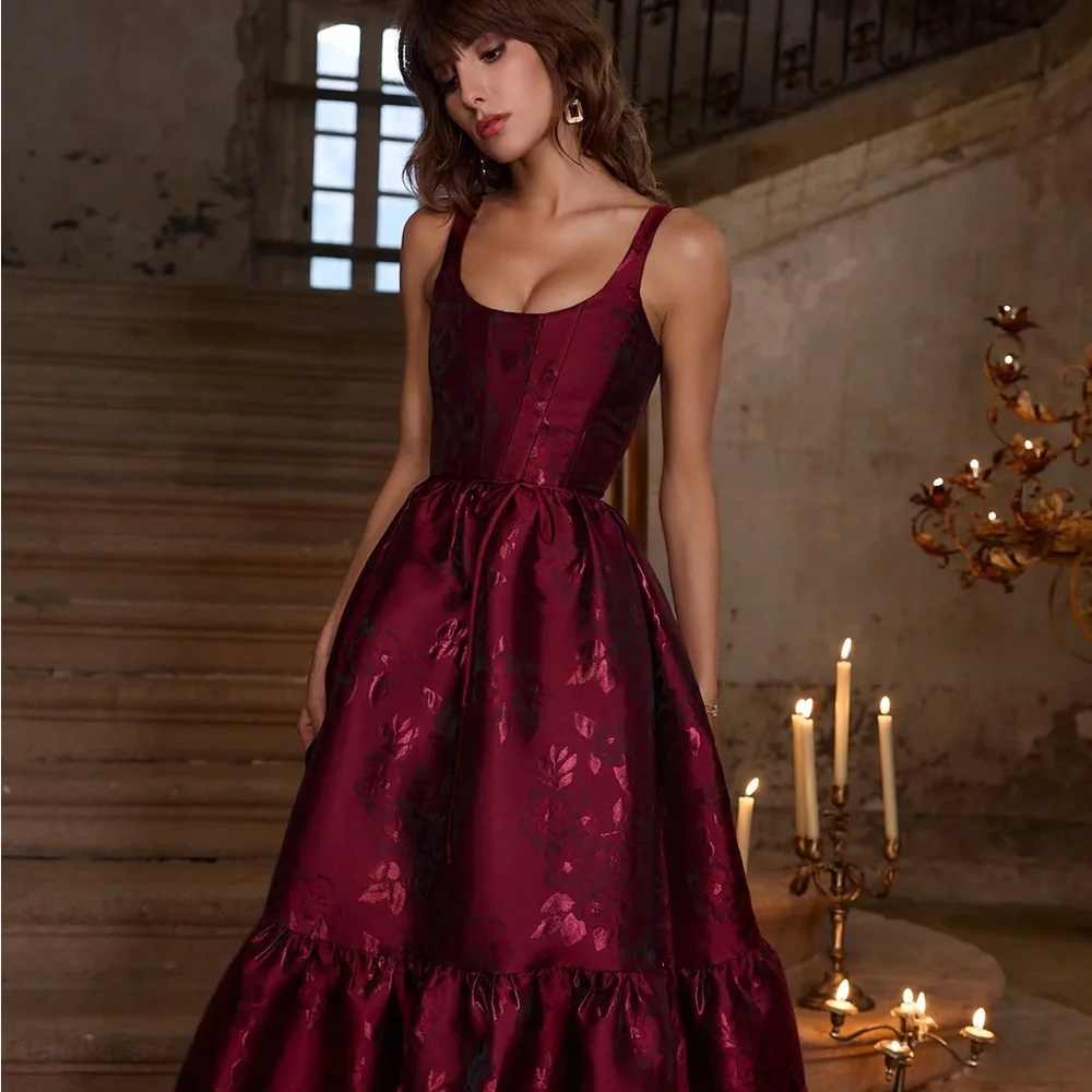 NWT V Chapman Avery Gown in Garnet Baroque Floral - Picture 6 of 8